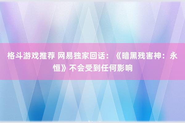 格斗游戏推荐 网易独家回话：《暗黑残害神：永恒》不会受到任何影响