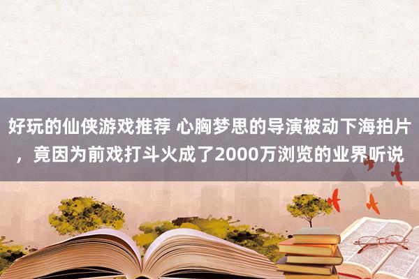 好玩的仙侠游戏推荐 心胸梦思的导演被动下海拍片，竟因为前戏打斗火成了2000万浏览的业界听说